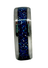 Load image into Gallery viewer, 8mm Stainless Steel Blue Sparkle inlay Ring