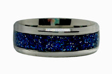 Load image into Gallery viewer, 8mm Stainless Steel Blue Sparkle inlay Ring