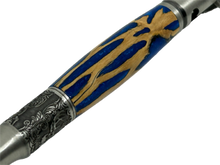 Load image into Gallery viewer, Bolt Action Deer Hunter Pen in Chrome made with Chollo in Blue Resin