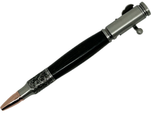 Load image into Gallery viewer, Bolt Action Deer Hunter Pen in Chrome made with English Bog Oak Wood