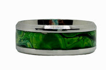 Load image into Gallery viewer, 8mm Stainless Steel Green Painted inlay Ring