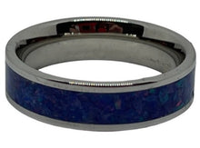 Load image into Gallery viewer, Tungsten Ring Inlay with Crushed Blue/Purple Opal