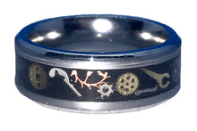 Load image into Gallery viewer, 8mm Stainless Steel inlay Ring w/watch parts
