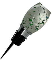 Load image into Gallery viewer, Bottle Stopper Clear and Green Foil Resin
