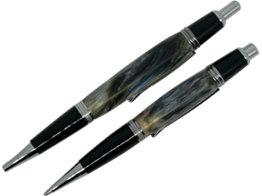 Sierra Click Ball Point Pen/Pencil Set - Blue, Black, White Resin