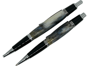 Sierra Click Ball Point Pen/Pencil Set - Blue, Black, White Resin