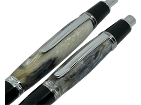 Sierra Click Ball Point Pen/Pencil Set - Blue, Black, White Resin