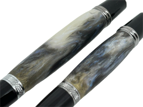 Sierra Click Ball Point Pen/Pencil Set - Blue, Black, White Resin