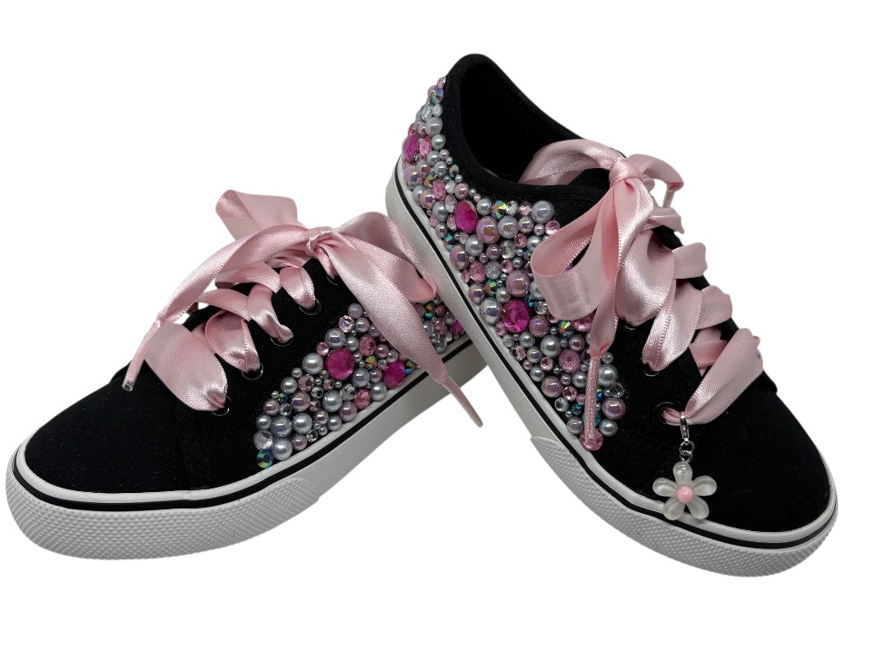 Shoes - Black with Pink Pearls
