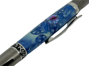 Sierra Elegant Beauty Pen - Blue Flowers Polymer Clay