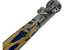 Load image into Gallery viewer, Bolt Action Deer Hunter Pen in Chrome made with Chollo in Blue Resin
