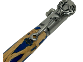 Bolt Action Deer Hunter Pen in Chrome made with Chollo in Blue Resin