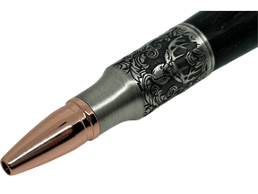 Bolt Action Deer Hunter Pen in Chrome made with English Bog Oak Wood