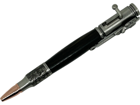 Bolt Action Deer Hunter Pen in Chrome made with English Bog Oak Wood