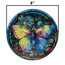 Load image into Gallery viewer, Cutting Board or Trivet Tempered Glass -7.75x7.75-in. round Butterfly
