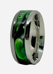 8mm Stainless Steel Green Painted inlay Ring