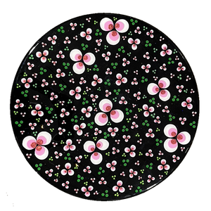 Lazy Susan Black with Pink Flowers- 14". 16", 18", 20"