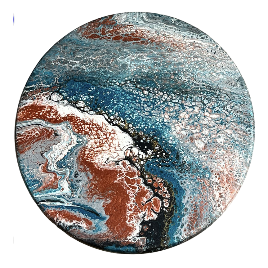 Lazy Susan Teal, Copper, Black and White - 14