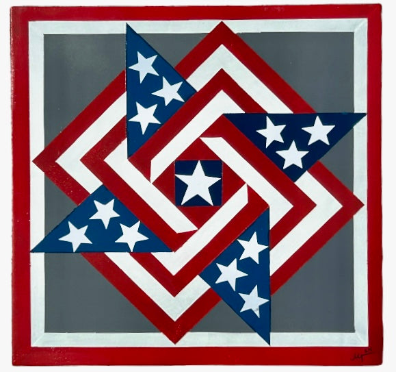 Patriotic Overlapping Squares Barn Quilt