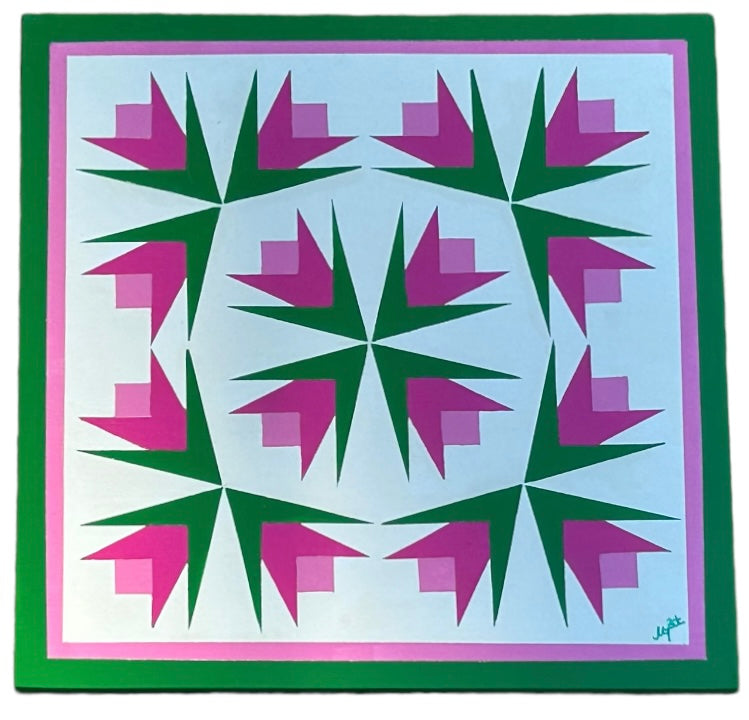 Barn Quilt - Pink Thistle