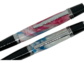 Sierra Click Ball Point Pen/Pencil Set - Red, Blue, White Resin