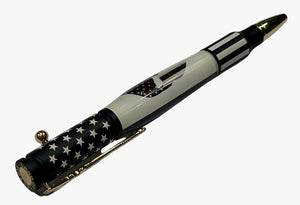 Bolt Action Pen in Chrome with Punisher Thin Blue Line