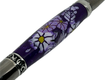 Load image into Gallery viewer, Sierra Elegant Beauty Pen - Purple Flowers Polymer Clay
