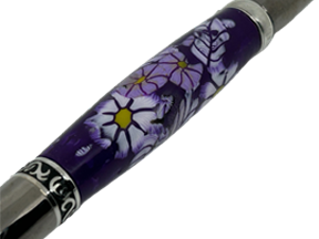 Sierra Elegant Beauty Pen - Purple Flowers Polymer Clay