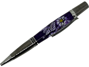 Sierra Elegant Beauty Pen - Purple Flowers Polymer Clay