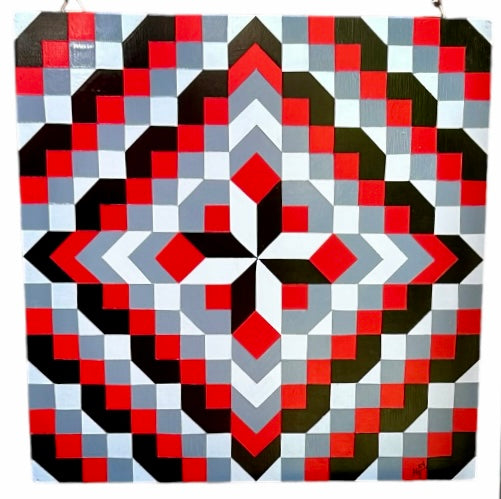 Red, Black and Gray Barn Quilt 1/8in Aluminum Composite Panel