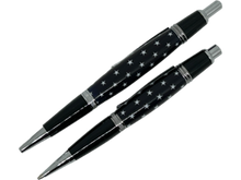 Load image into Gallery viewer, Sierra Click Ball Point Pen/Pencil Set - Navy with Stars in Resin
