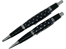 Load image into Gallery viewer, Sierra Click Ball Point Pen/Pencil Set - Navy with Stars in Resin
