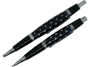 Sierra Click Ball Point Pen/Pencil Set - Navy with Stars in Resin
