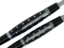 Load image into Gallery viewer, Sierra Click Ball Point Pen/Pencil Set - Navy with Stars in Resin
