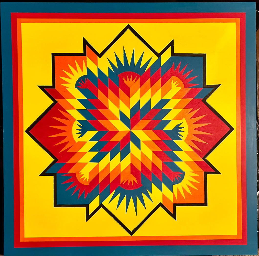 Barn Quilt - Summer Solstice Yellow, Red, Blue 24