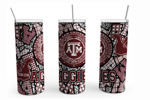 Tumbler - Texas A&M - College Station Zentangle 20 oz Straight