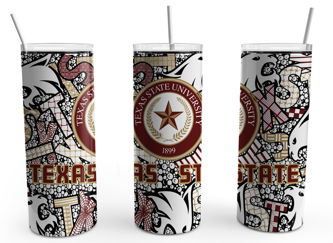 Tumbler - Texas State Zentangle 20 oz Straight