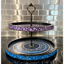 Load image into Gallery viewer, Two Tier Serving Tray - Dot Mandala Painting

