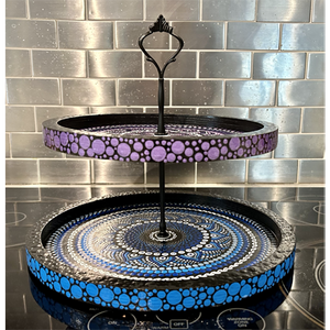 Two Tier Serving Tray - Dot Mandala Painting