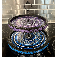 Load image into Gallery viewer, Two Tier Serving Tray - Dot Mandala Painting
