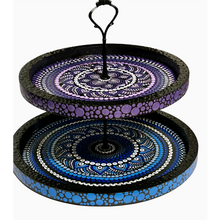 Load image into Gallery viewer, Two Tier Serving Tray - Dot Mandala Painting
