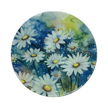 Load image into Gallery viewer, Cutting Board or Trivet Tempered Glass -7.75x7.75-in. Round Blue with White Flowers
