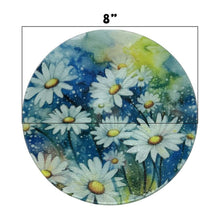 Load image into Gallery viewer, Cutting Board or Trivet Tempered Glass -7.75x7.75-in. Round Blue with White Flowers
