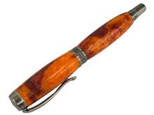 Load image into Gallery viewer, Diamond Knurl Rollerball Chrome with Red and Orange Acrylic
