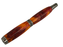 Load image into Gallery viewer, Diamond Knurl Rollerball Chrome with Red and Orange Acrylic
