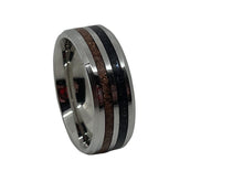 Load image into Gallery viewer, Stainless Steel Dual Inlay Ring w/Gold Stone and Blue Stone
