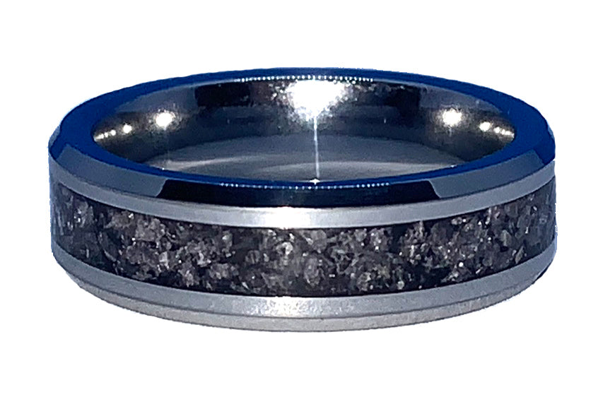 Tungsten Ring Inlay with Crushed Amethyst (Very Light Purple)