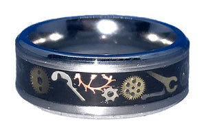 8mm Stainless Steel inlay Ring w/watch parts