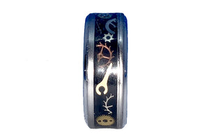 8mm Stainless Steel inlay Ring w/watch parts